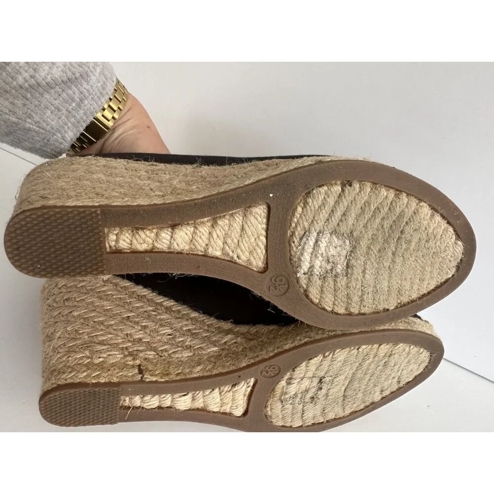 J.‎ Crew Seville Women's Navy Blue Closed Toe Canvas Wedge Espadrille Shoes 9.5